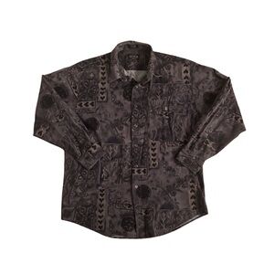 Tradizioni 90’s Vintage-Inspired Gray Patterned Button-Up Shirt